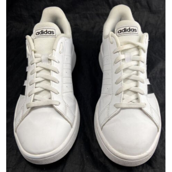 Adidas Grand Court White Leather 3-Stripe Lace Up Men’s Shoes Size 8.5 - Picture 3 of 10